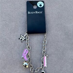Body Rage Silver and Pink Charm Bracelet